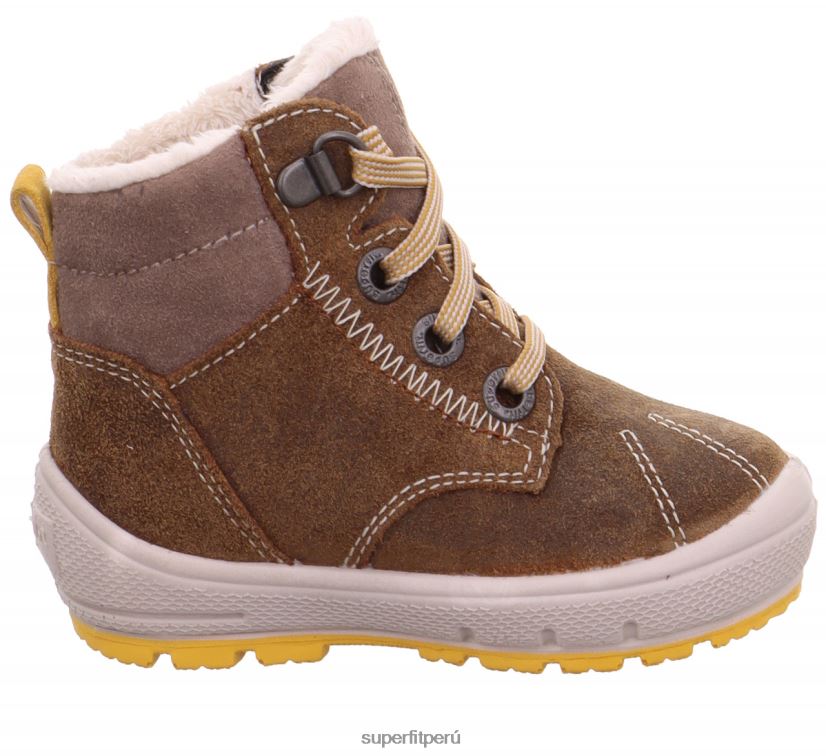 educación física Superfit bebés Groovy - bota con cordones marrón/amarillo V06L24464 botas