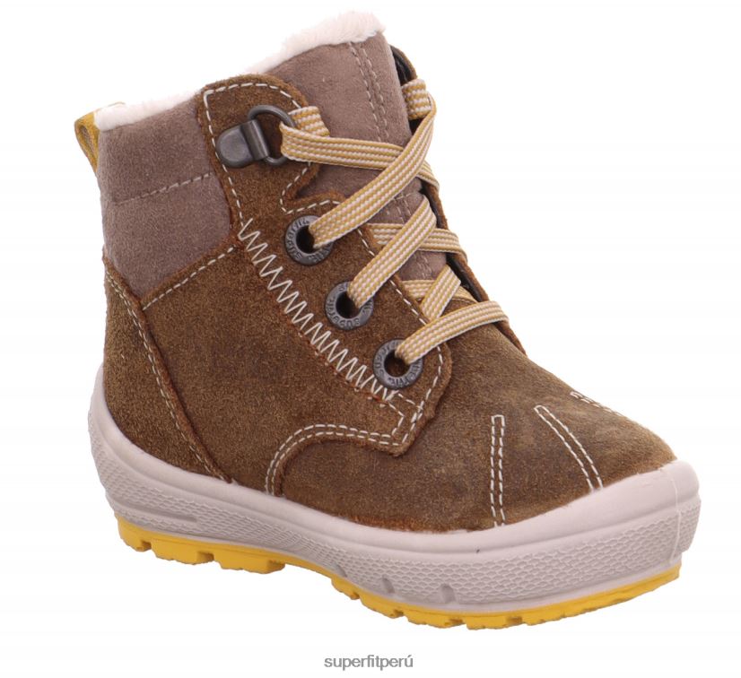 educación física Superfit bebés Groovy - bota con cordones marrón/amarillo V06L24464 botas