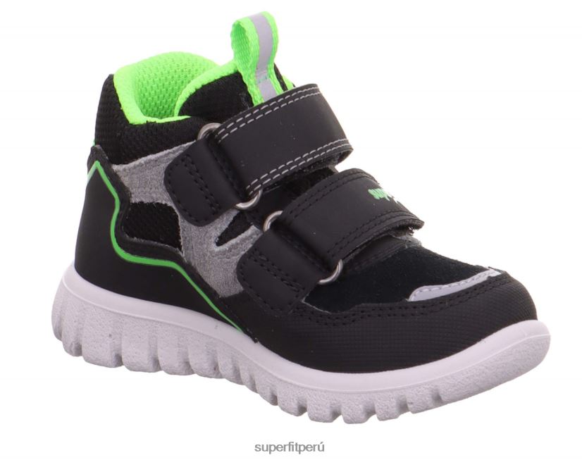 educación física Superfit bebés sport7 mini - zapatillas altas con cierre de velcro verde negro V06L24401 zapatillas altas