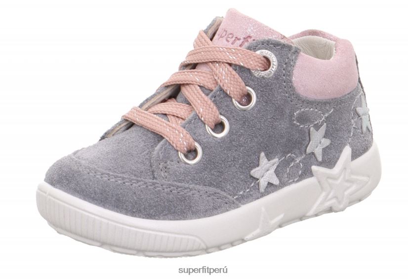 educación física Superfit bebés starlight - zapatillas bajas con cordones gris claro/rosa V06L24326 zapatillas bajas