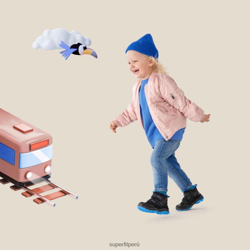 educación física Superfit niños pequeños jupiter - bota con cierre de velcro negro/azul claro V06L24766 botas