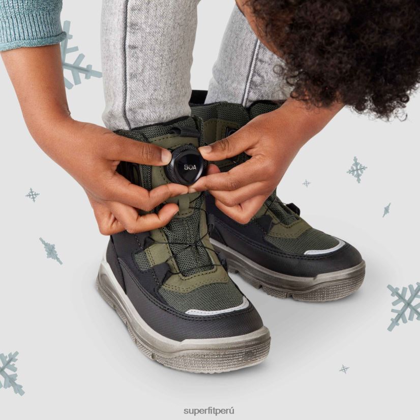 educación física Superfit niños pequeños mars - bota con sistema boa fit verde negro V06L24691 botas