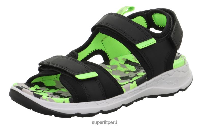 educación física Superfit niños pequeños criss cross - sandalia con cierre de velcro negro/verde claro V06L24619 sandalias