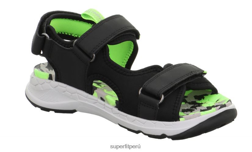 educación física Superfit niños pequeños criss cross - sandalia con cierre de velcro negro/verde claro V06L24619 sandalias