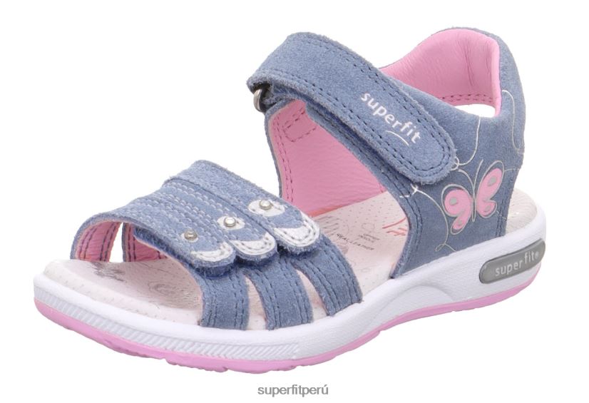 educación física Superfit niños pequeños emily - sandalia con cierre de velcro azul rosado V06L24688 sandalias
