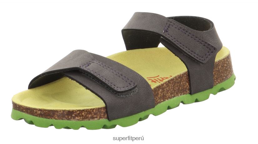 educación física Superfit niños pequeños fussbettpantoffel - sandalia con cierre de velcro Verde gris V06L24575 sandalias