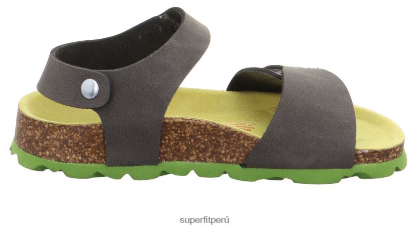 educación física Superfit niños pequeños fussbettpantoffel - sandalia con cierre de velcro Verde gris V06L24575 sandalias