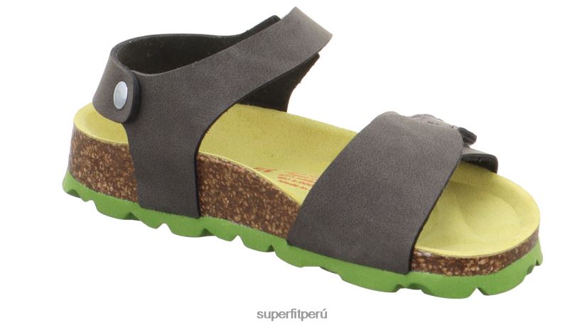 educación física Superfit niños pequeños fussbettpantoffel - sandalia con cierre de velcro Verde gris V06L24575 sandalias