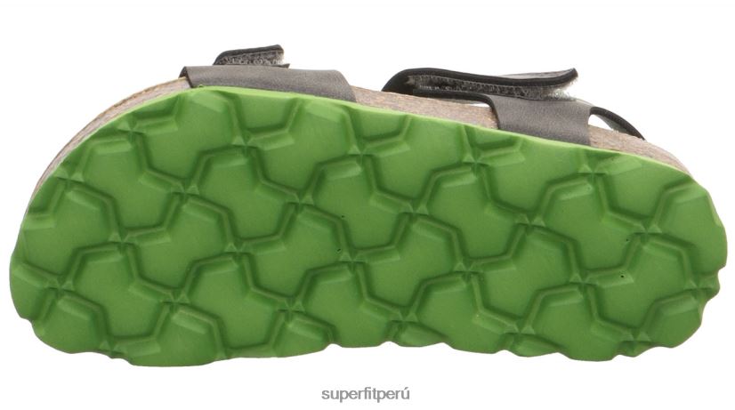 educación física Superfit niños pequeños fussbettpantoffel - sandalia con cierre de velcro Verde gris V06L24575 sandalias