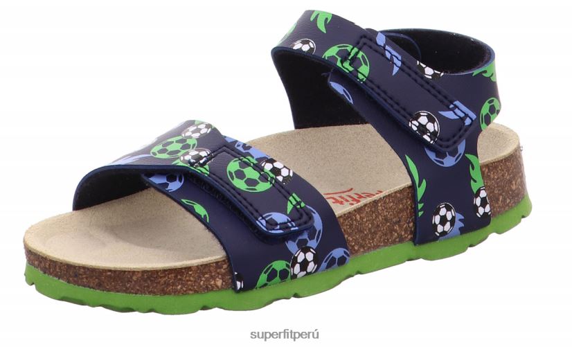 educación física Superfit niños pequeños fussbettpantoffel - sandalia con cierre de velcro azul verde V06L24555 sandalias