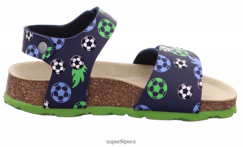 educación física Superfit niños pequeños fussbettpantoffel - sandalia con cierre de velcro azul verde V06L24555 sandalias