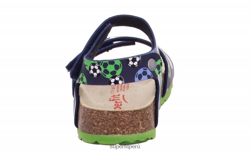 educación física Superfit niños pequeños fussbettpantoffel - sandalia con cierre de velcro azul verde V06L24555 sandalias