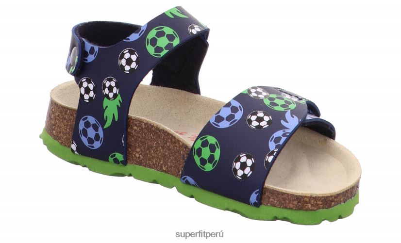 educación física Superfit niños pequeños fussbettpantoffel - sandalia con cierre de velcro azul verde V06L24555 sandalias