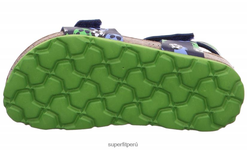 educación física Superfit niños pequeños fussbettpantoffel - sandalia con cierre de velcro azul verde V06L24555 sandalias