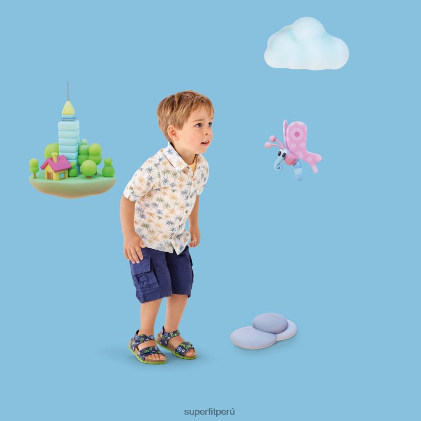 educación física Superfit niños pequeños fussbettpantoffel - sandalia con cierre de velcro azul verde V06L24555 sandalias