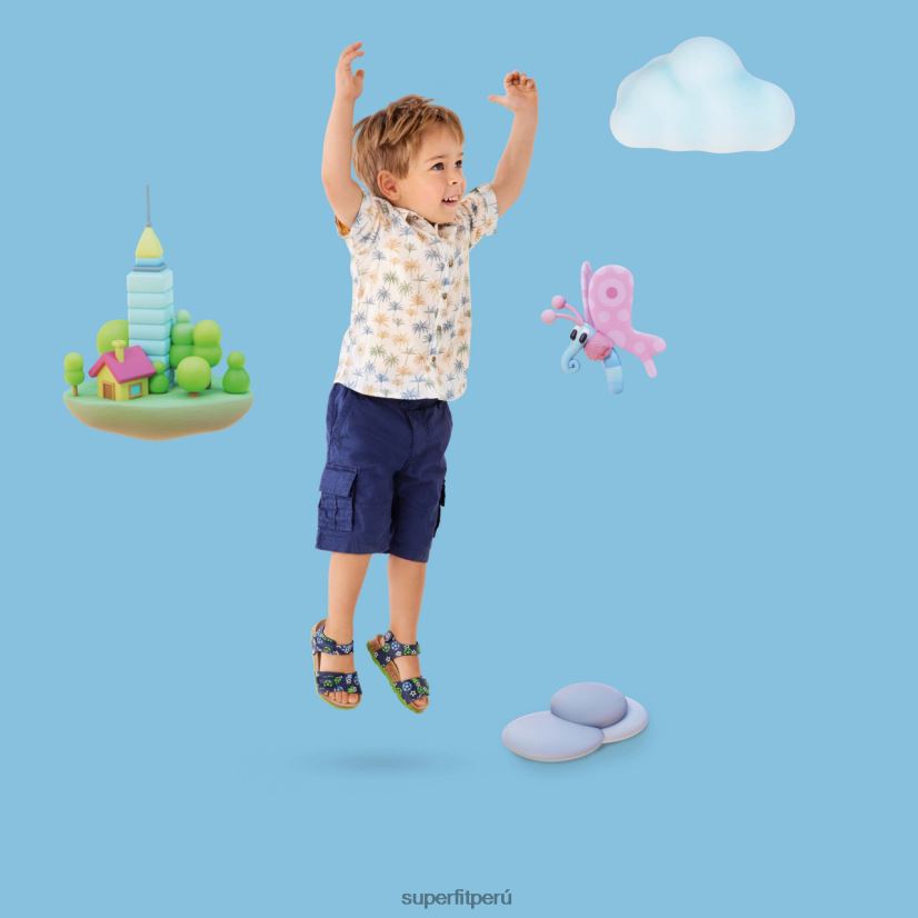 educación física Superfit niños pequeños fussbettpantoffel - sandalia con cierre de velcro azul verde V06L24555 sandalias