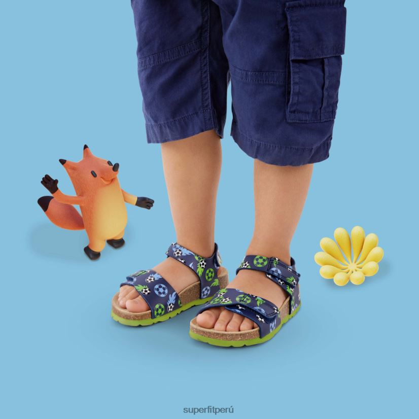 educación física Superfit niños pequeños fussbettpantoffel - sandalia con cierre de velcro azul verde V06L24555 sandalias