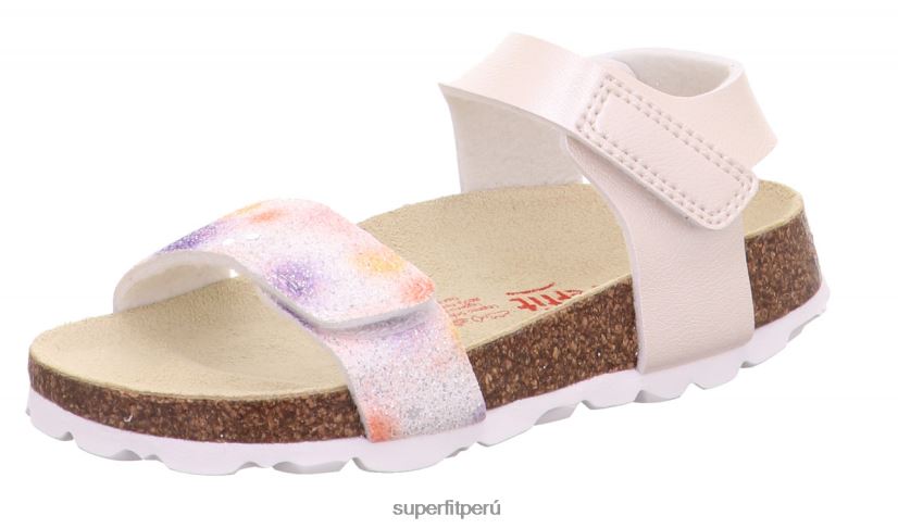 educación física Superfit niños pequeños fussbettpantoffel - sandalia con cierre de velcro blanco/multicolor V06L24585 sandalias
