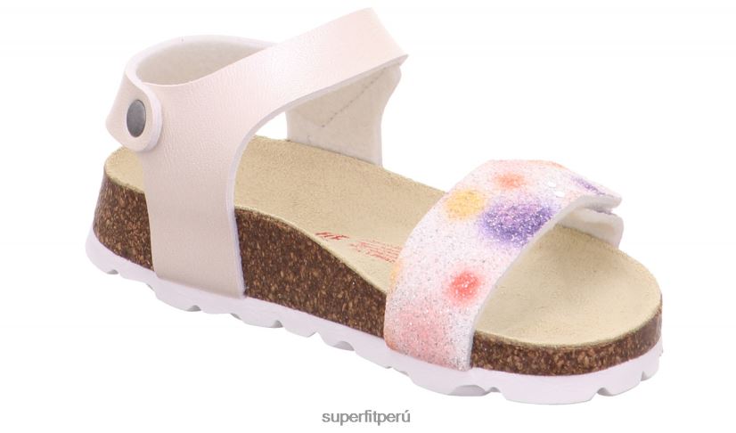 educación física Superfit niños pequeños fussbettpantoffel - sandalia con cierre de velcro blanco/multicolor V06L24585 sandalias