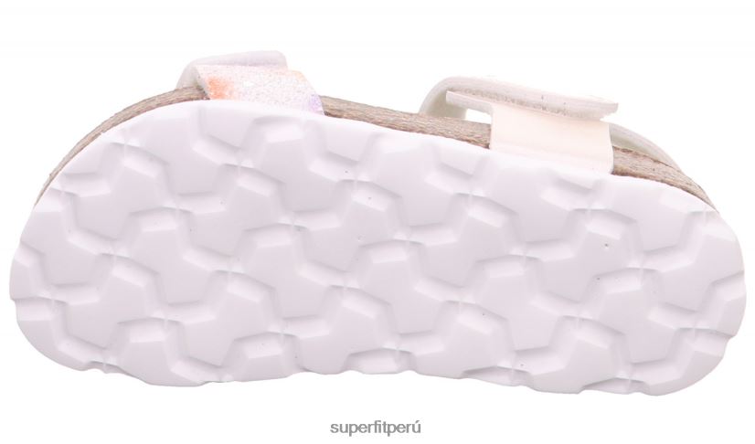 educación física Superfit niños pequeños fussbettpantoffel - sandalia con cierre de velcro blanco/multicolor V06L24585 sandalias