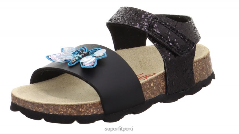 educación física Superfit niños pequeños fussbettpantoffel - sandalia con cierre de velcro negro V06L24551 sandalias