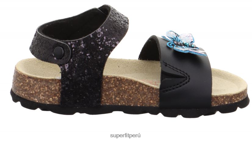 educación física Superfit niños pequeños fussbettpantoffel - sandalia con cierre de velcro negro V06L24551 sandalias