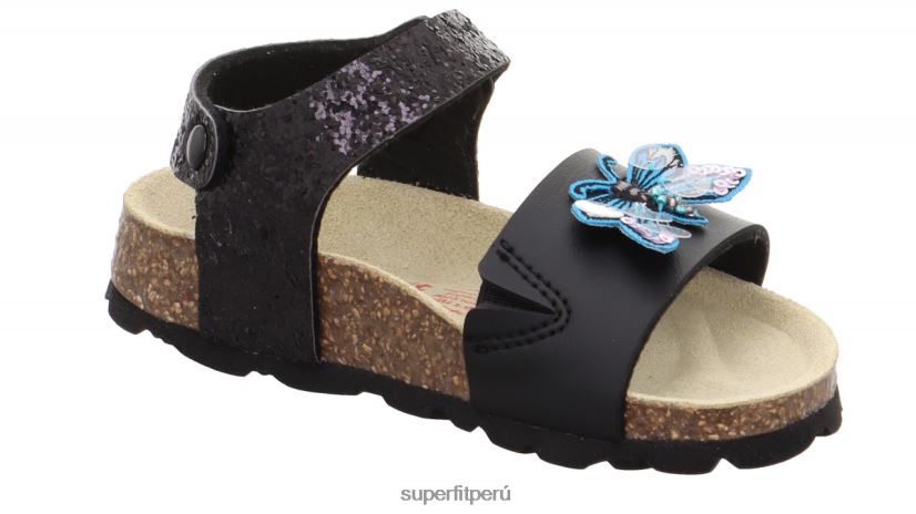 educación física Superfit niños pequeños fussbettpantoffel - sandalia con cierre de velcro negro V06L24551 sandalias