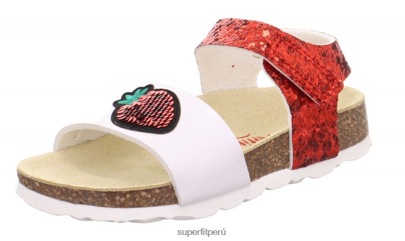 educación física Superfit niños pequeños fussbettpantoffel - sandalia con cierre de velcro rojo blanco V06L24571 sandalias