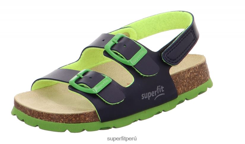 educación física Superfit niños pequeños fussbettpantoffel - sandalia con hebilla azul verde V06L24587 sandalias