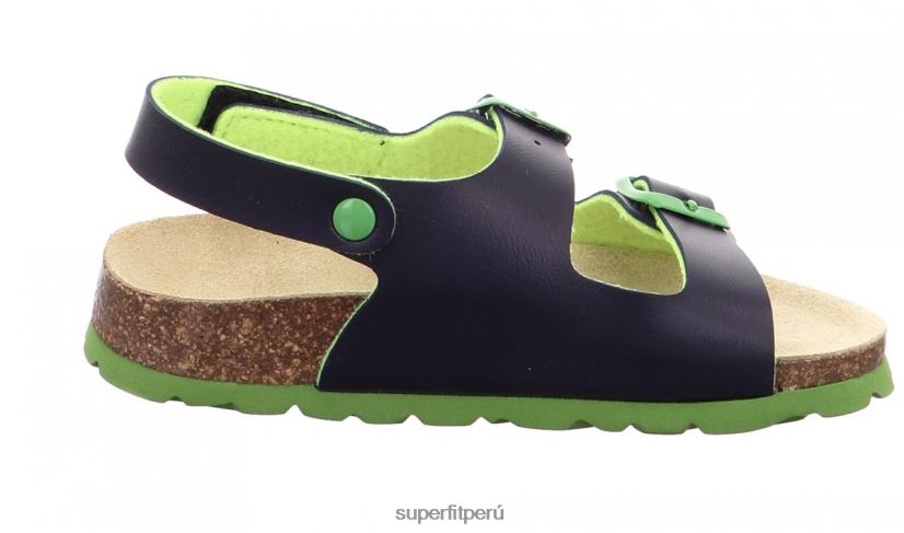 educación física Superfit niños pequeños fussbettpantoffel - sandalia con hebilla azul verde V06L24587 sandalias