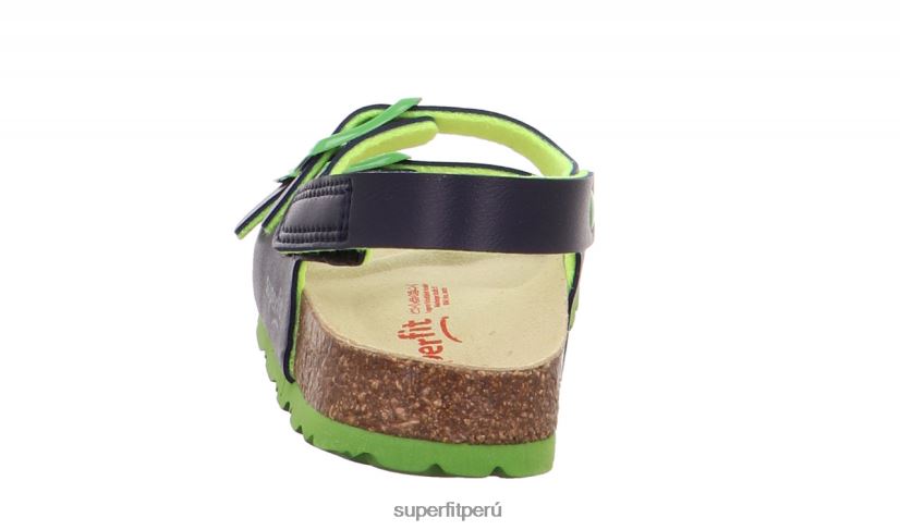 educación física Superfit niños pequeños fussbettpantoffel - sandalia con hebilla azul verde V06L24587 sandalias