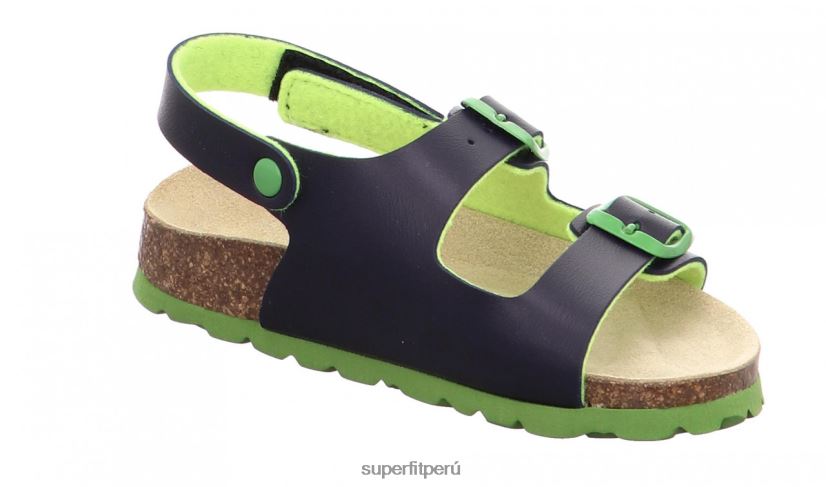 educación física Superfit niños pequeños fussbettpantoffel - sandalia con hebilla azul verde V06L24587 sandalias