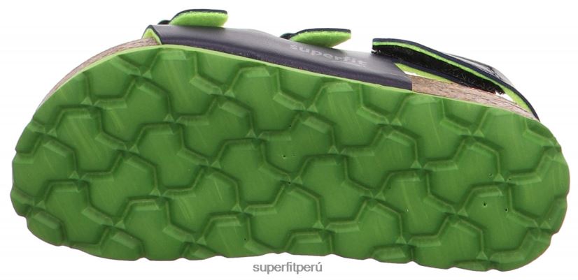 educación física Superfit niños pequeños fussbettpantoffel - sandalia con hebilla azul verde V06L24587 sandalias