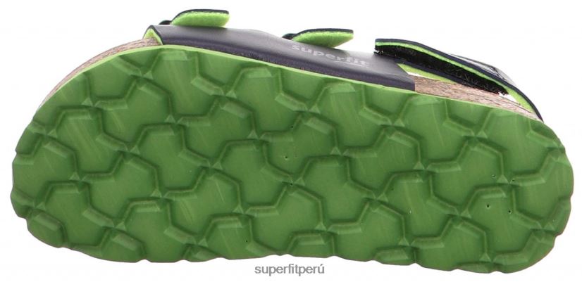 educación física Superfit niños pequeños fussbettpantoffel - sandalia con hebilla azul verde V06L24587 sandalias