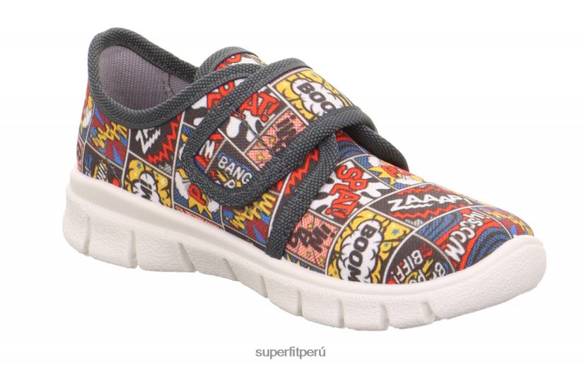 educación física Superfit niños pequeños bobby - zapatilla con cierre de velcro gris/multicolor V06L24557 zapatillas