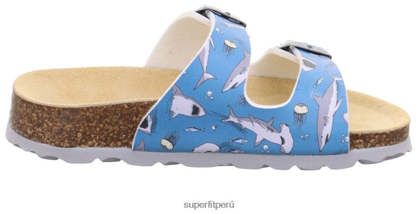 educación física Superfit niños pequeños fussbettpantoffel - zapatilla con hebilla azul/multicolor V06L24574 zapatillas