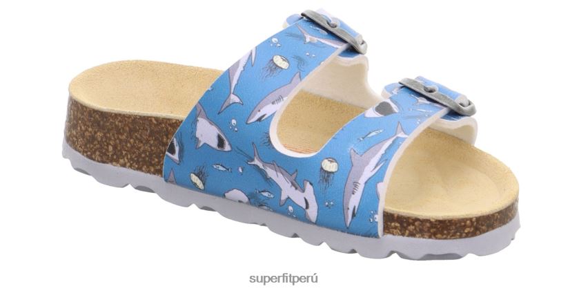 educación física Superfit niños pequeños fussbettpantoffel - zapatilla con hebilla azul/multicolor V06L24574 zapatillas