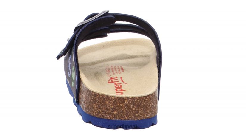 educación física Superfit niños pequeños fussbettpantoffel - zapatilla con hebilla azul verde V06L24561 zapatillas