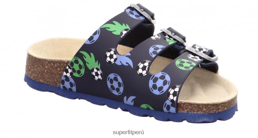 educación física Superfit niños pequeños fussbettpantoffel - zapatilla con hebilla azul verde V06L24561 zapatillas