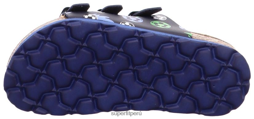 educación física Superfit niños pequeños fussbettpantoffel - zapatilla con hebilla azul verde V06L24561 zapatillas