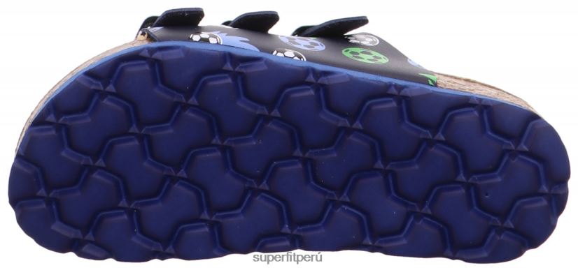 educación física Superfit niños pequeños fussbettpantoffel - zapatilla con hebilla azul verde V06L24561 zapatillas