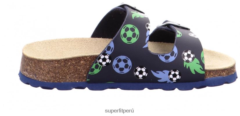 educación física Superfit niños pequeños fussbettpantoffel - zapatilla con hebilla azul verde V06L24577 zapatillas