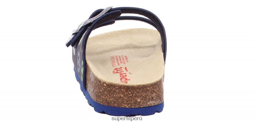 educación física Superfit niños pequeños fussbettpantoffel - zapatilla con hebilla azul verde V06L24577 zapatillas