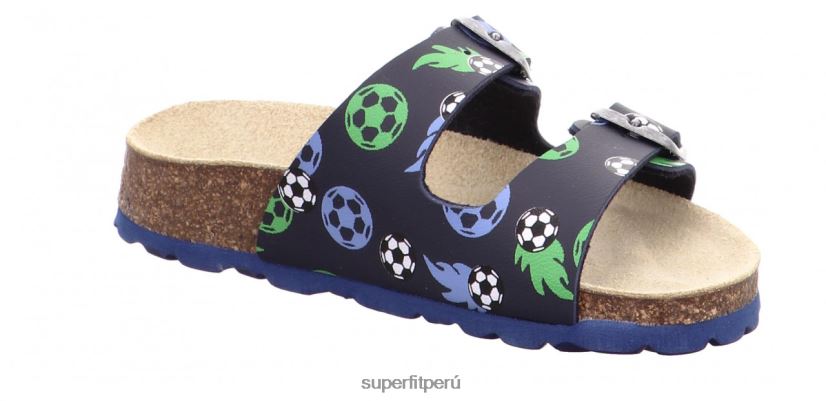educación física Superfit niños pequeños fussbettpantoffel - zapatilla con hebilla azul verde V06L24577 zapatillas