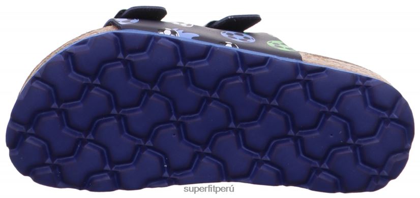 educación física Superfit niños pequeños fussbettpantoffel - zapatilla con hebilla azul verde V06L24577 zapatillas