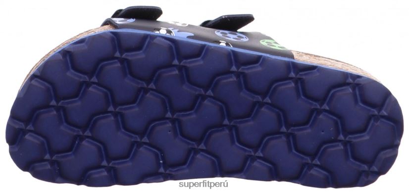 educación física Superfit niños pequeños fussbettpantoffel - zapatilla con hebilla azul verde V06L24577 zapatillas
