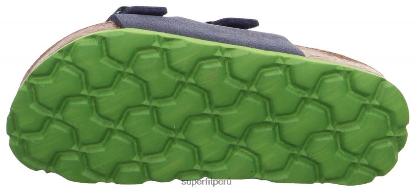 educación física Superfit niños pequeños fussbettpantoffel - zapatilla con hebilla azul verde V06L24579 zapatillas