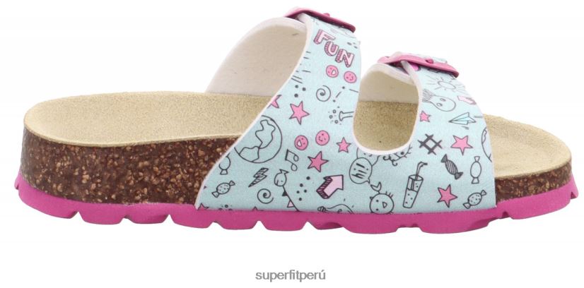 educación física Superfit niños pequeños fussbettpantoffel - zapatilla con hebilla gris/multicolor V06L24589 zapatillas