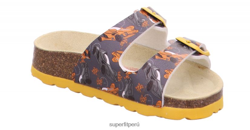 educación física Superfit niños pequeños fussbettpantoffel - zapatilla con hebilla gris/naranja V06L24566 zapatillas