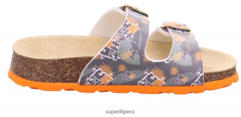 educación física Superfit niños pequeños fussbettpantoffel - zapatilla con hebilla gris/naranja V06L24591 zapatillas